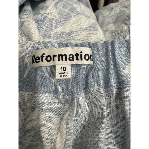 Reformation Palm in Porcelain Blue White Floral Tie Waist Linen Max Skirt (10) - Picture 4 of 6